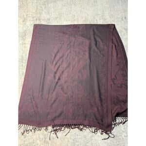 BURGUNDY Silk wool shawl Scarf Wrap made in Italy Floral Damask Oversized
